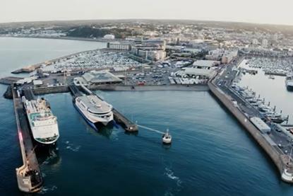 The image shows an aerial shot of Elizabeth Harbour