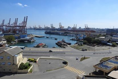 The image shows current/future skyscrapers and surroundings of Colombo Harbour