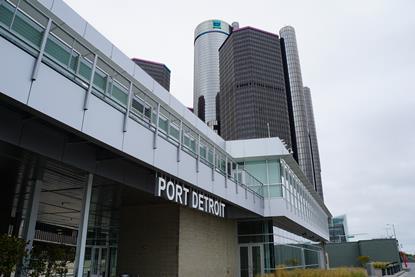 A view of the outside of the terminal at the Port of Detroit