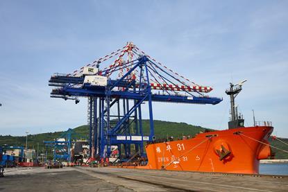 ZPMC ship-to-shore crane at CSP Iberian Bilbao Terminal