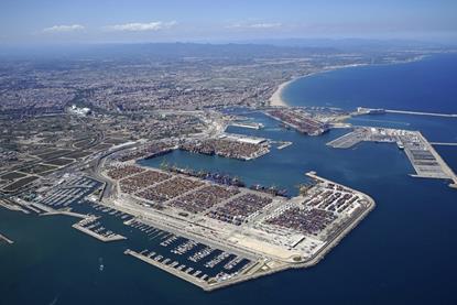 An aerial shot of the Valenciaport
