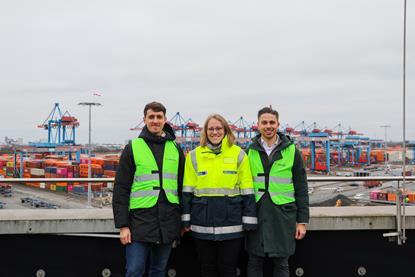 The image shows Passify founders (Nico Marks (left) and Marcel Lindemann (right)) and Rebecca Vick, director of container development, at CTA