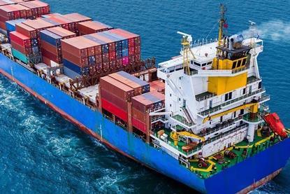 Container ship at sea