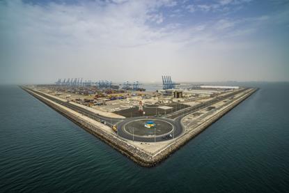 The image shows an aerial view of Khalifa Port