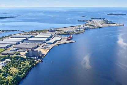 The image shows an overhead shot of the Port of Umeå