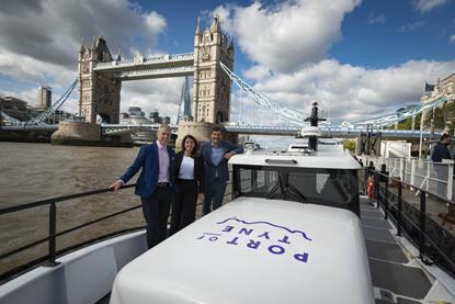 The picture shows Matt Beeton, CEO, Port of Tyne and Iain Percy OBE, CEO of Artemis Technologies with the Artemis EF-12 Pilot vessel