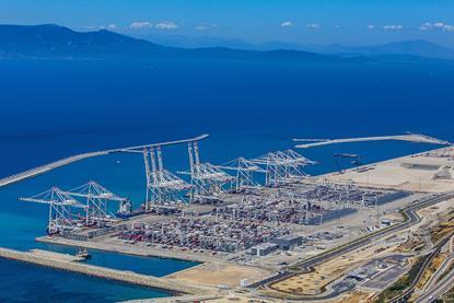 Morocco's rehabilitation and improvement works aim to extend the life of the port structures and improve their resilience to sea level rise, pictured Tanger Med Port