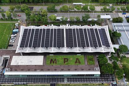 Solar panels at Marine South Pier at the Port of Singapore