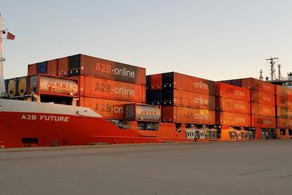 A2B Future container ship at portside