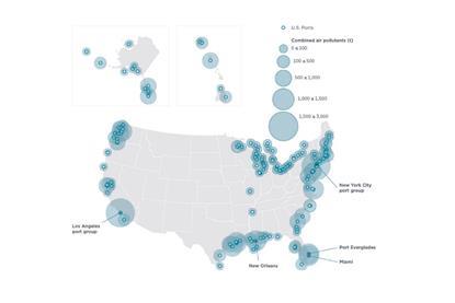 Combined NOX, SOX, and PM10 emission estimates from at-berth vessels in US ports 2019