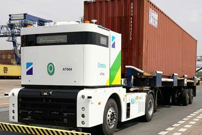 autonomous truck at Port of Felixstowe