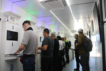 Passengers at Valencia's new EU EES facility