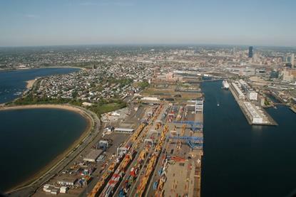 Aerial view of Boston harbour
