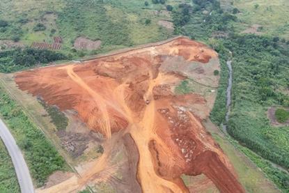Aerial image of work to dredge the Congo River