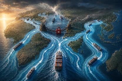 Graphic showing ships unable to pass through straits