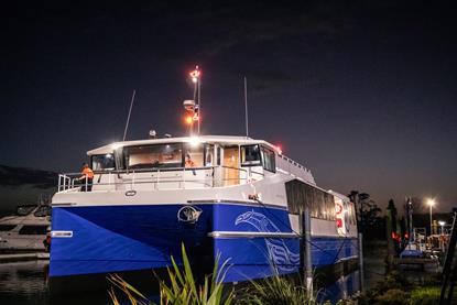 EV Maritime electric ferry at night