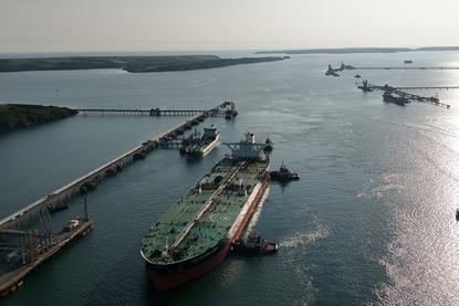 The Yasa Southern Cross crude oil tanker arriving at the Port of Milford Haven, Wales