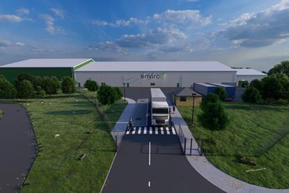 CGI image of an Enviroo plastic recycling plant at Ellesmere Port