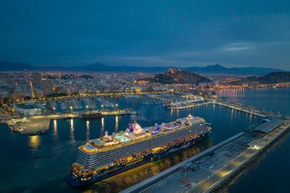 Alicante Cruise Port terminal with the city in the background