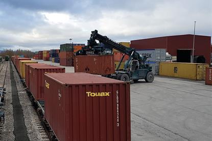 Containers at the Intermodal Terminal of Navarra in Noain