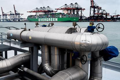 The picture shows a bunkering meter system at Rotterdam Port of Rotterdam Authority