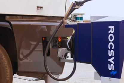 The image shows the Rocsys hands-free charging platform