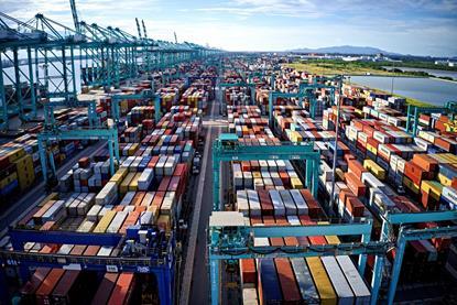 Containers at the Port of Tanjung Pelepas in Malaysia
