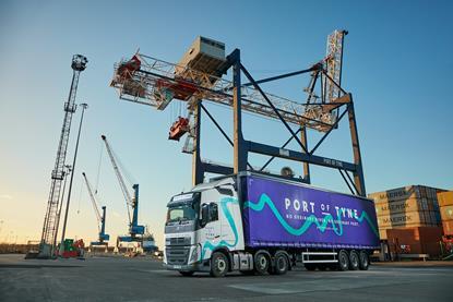 A truck positioned on the quayside at Port of Tyne