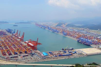 The image shows Busan New Port