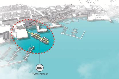 100m Pontoon mock up graphic Falmouth Harbour