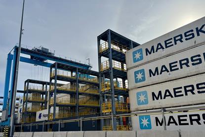 Reefer monitoring system at Rijeka Gateway with Maersk containers to right