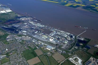 Aerial view of the Port of Immingham showing area for a new upgrade