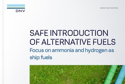 Front cover of DNV's white paper 'Safe Introduction of alternative fuels - Focus on ammonia and hydrogen as ship fuels'