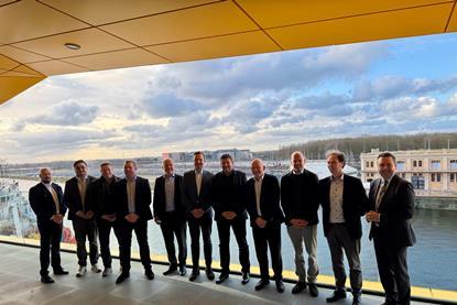 Members of MOSOLF at the Port of Oostende celebrating the opening of a new terminal