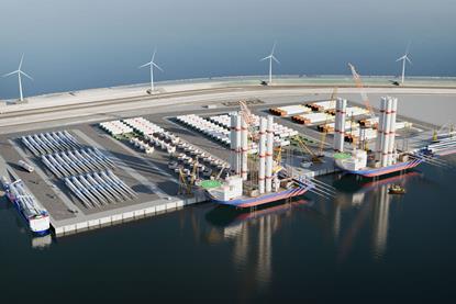 Artist's impression of a new terminal to support offshore wind sector at Maasvlakte at the Port of Rotterdam