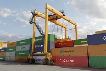 Image of an RTG crane and containers