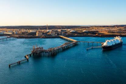 The image shows a wide angle shot of the Port of Dampier Bulk Liquids Berth