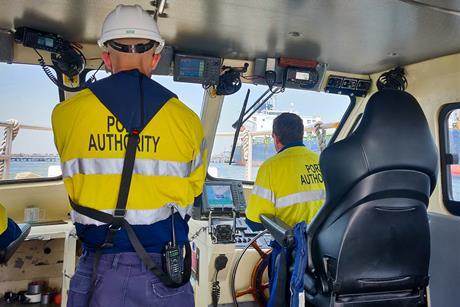 The authority’s operations team onboard a cutter at Sydney’s Port Botany