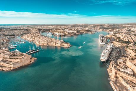 A wide angle shot of the Grand Harbour, Port of Valletta, Malta