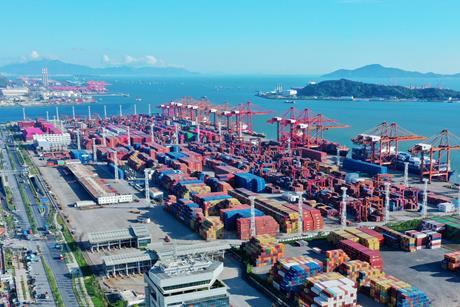 An aerial shot of DaChan Bay Container Terminals