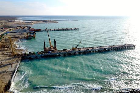 Construction under way at Kuryk Port in Kazakhstan