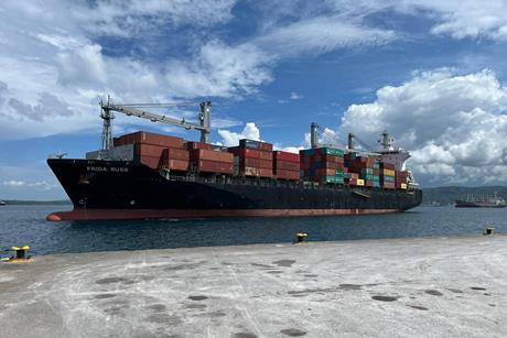 Container ship at Rabaul Port in PNG