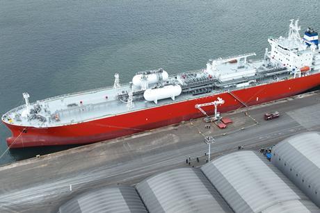 The 45K-class ammonia dual-fuel gas carrier at the quayside