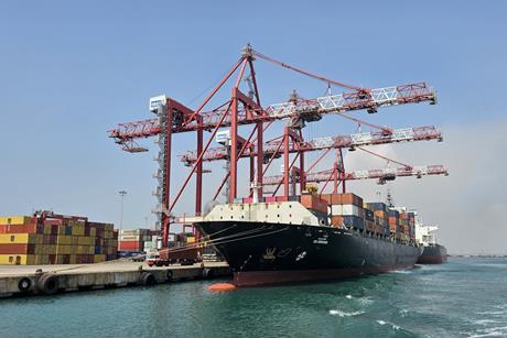 Ship-to-shore cranes at Dakshin Bharat Gateway Terminal