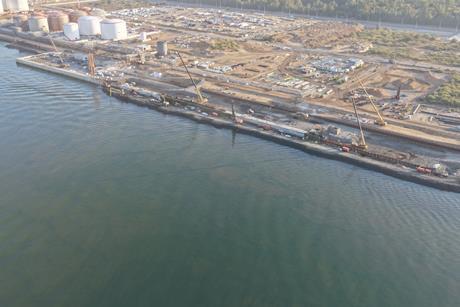 The area marked for construction at the Port of Huelva