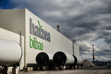 Render of a warehouse with haizea bilbao written on the side