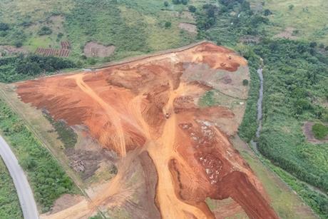 Aerial image of work to dredge the Congo River