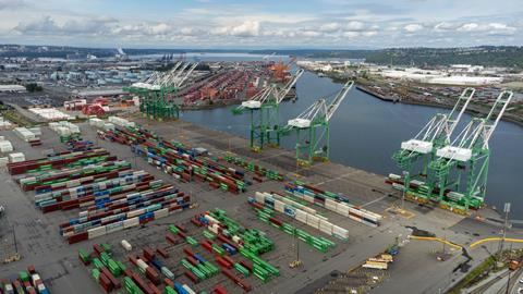The Port of Tacoma in Washington, US