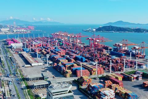 An aerial shot of DaChan Bay Container Terminals