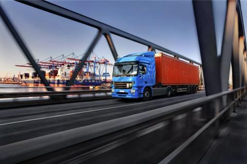 Cargo being transported from the port by road